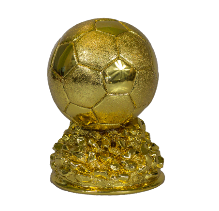 ESCULTURA S11A DE FÚTBOL - BALÓN DE ORO CON PIEDRAS 18.5*6.5*17