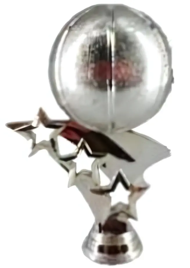 FIGURA D043S DE BALONCESTO - BALÓN DE PLATA (CON 3 ESTRELLAS) 9xH*13 cm