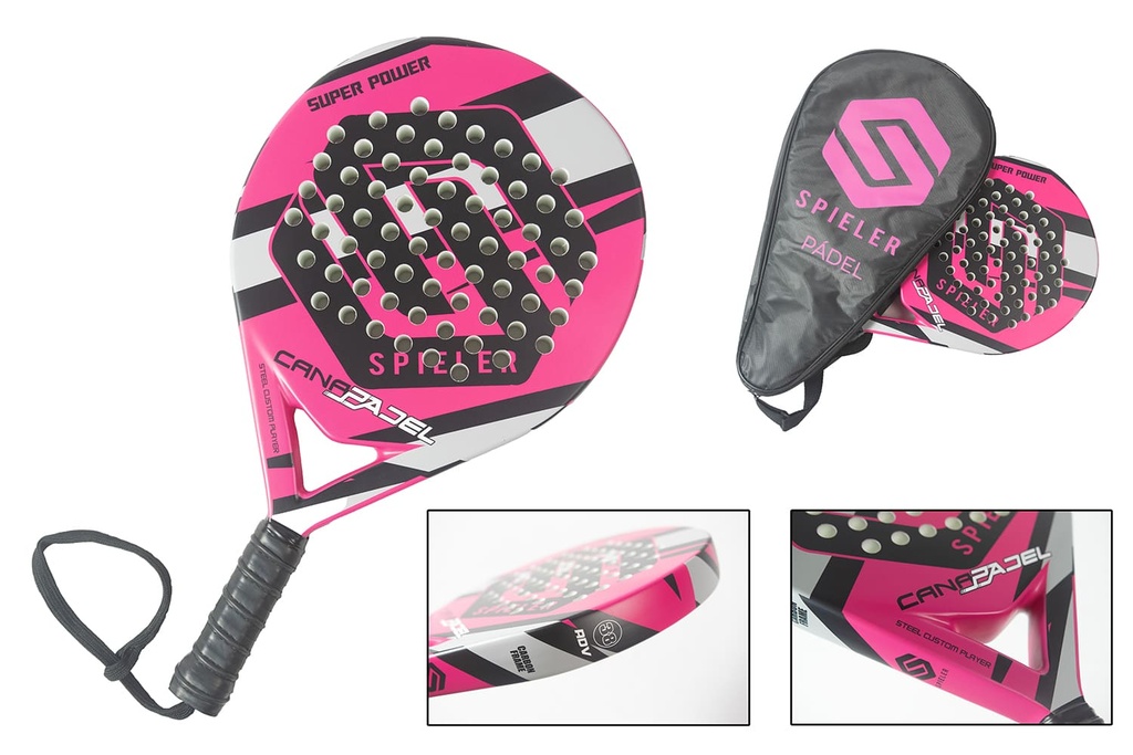 RAQUETA SUPER POWER DE PADEL CON MALETA - CARBON FRAME, 38ADV, 50% CARBÓN, 360g +/-10g