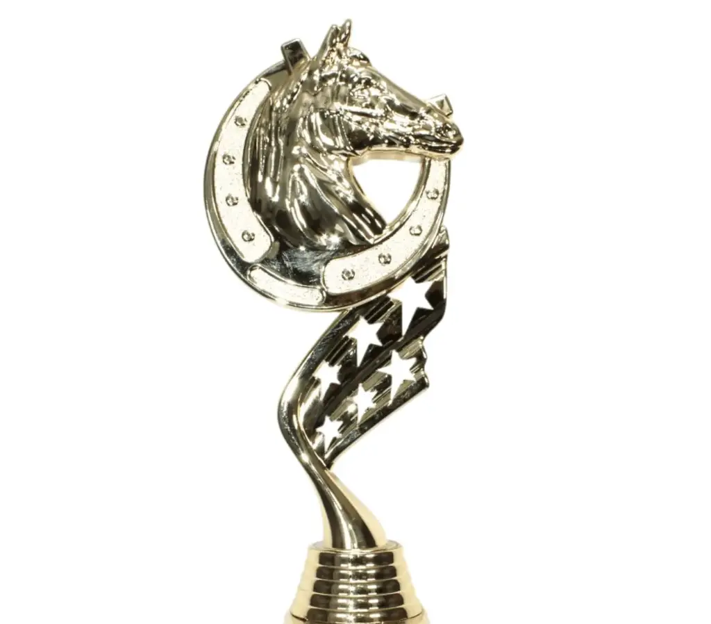 FIGURA D104 DE EQUITACIÓN - HERRADURA Y CABALLO GRANDE H19.8 CM