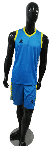 UNIFORME DE BALONCESTO - AZUL CON AMARILLO Y RAYAS BLANCAS