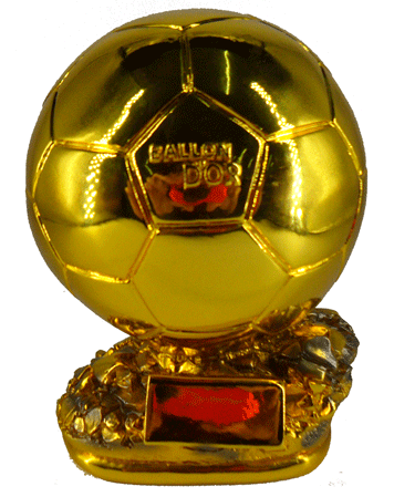 [SY-11D] ESCULTURA S11D DE FÚTBOL - BALÓN DE ORO CON ESPACIO PARA PLACA h15 cm