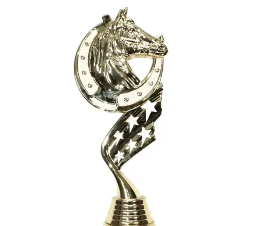 [DOLL-104] FIGURA D104 DE EQUITACIÓN - HERRADURA Y CABALLO GRANDE H19.8 CM