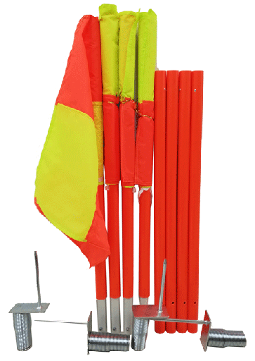 [COR-04] Juego/4 postes de corner De Luxe 32 MM/bandera fluorescente.